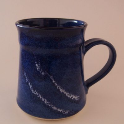 Stoneware mug glazed in dark blue with white lines - Priya Harding