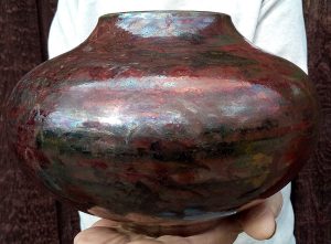 Helen Vanya's burgundy raku fired pot