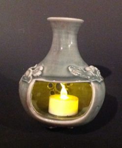 Grey candle holder by Lillian Forester
