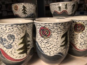 Landscape tumblers and bowls by Cathy Allen