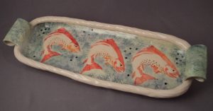 Fish painted on a platter by Brenda Sullivan