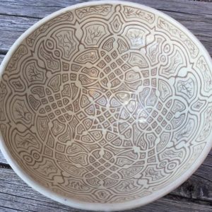 Slipped and carved large bowl - Karina Bates