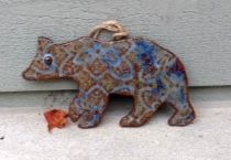 Blue textured bear xmas ornament