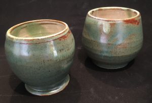 Pair of stemless goblets in blue grey - Heather Brooks