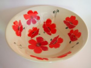 Large white bowl with painted poppies - Priya Harding