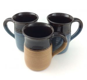3 mugs in blue & brown and gold & brown - Darlene Malcolm-Moran