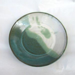 Green and white glazed plate - Heather Brooks
