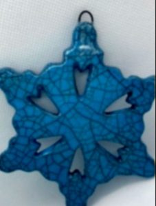 Blue carved snowflake with cut outs - Jane Turner