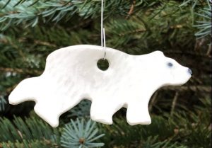 Polar bear shaped holiday ornament - Joanne Connell Northey