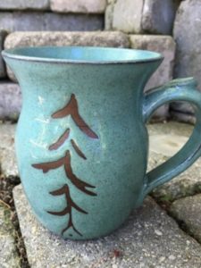 Teal glazed mug with pine tree - Liz Sine